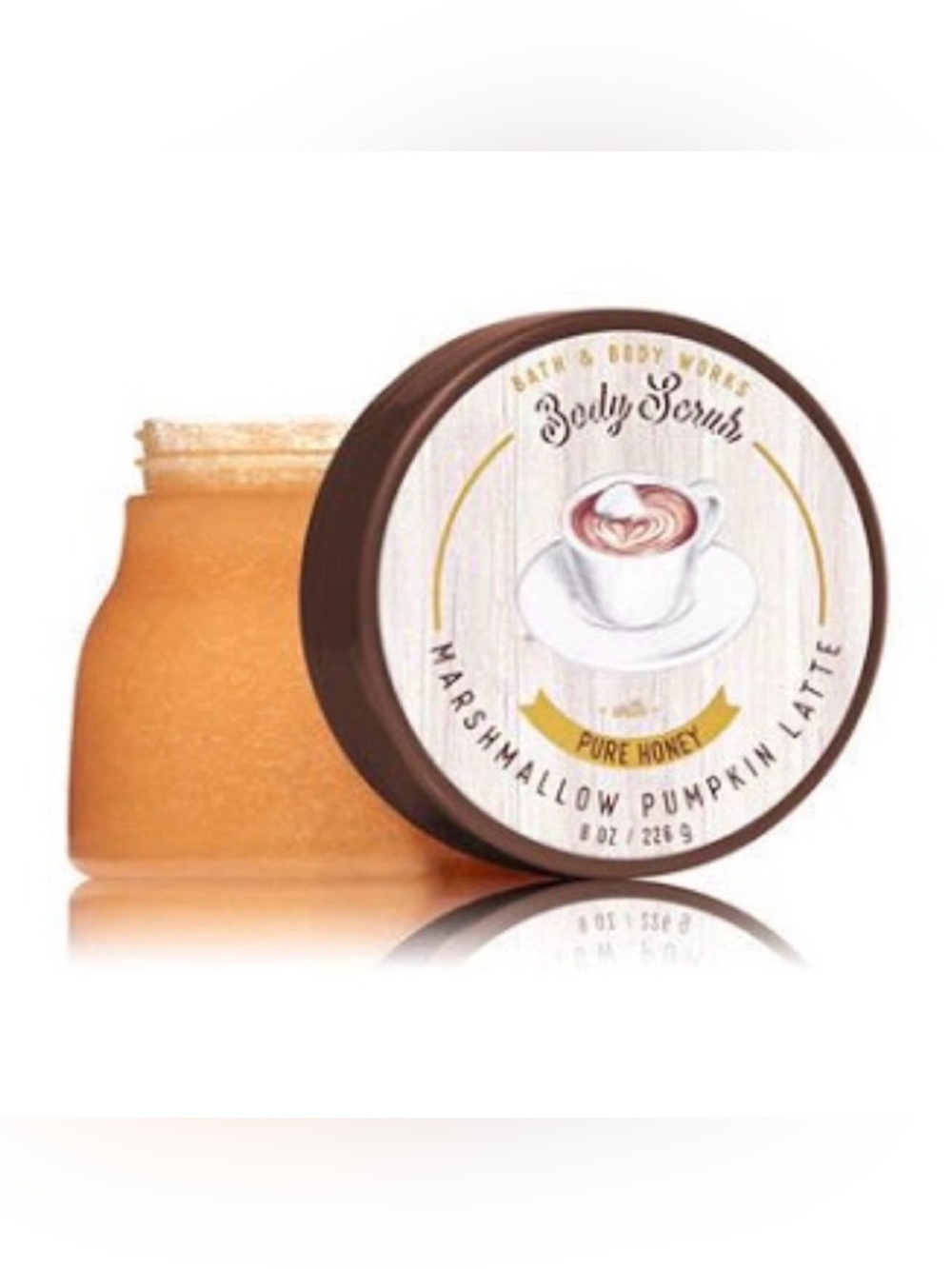 Bath & Body Works body scrub Marshmallow Pumpkin Latte w/pure honey 8 oz *RARE*
